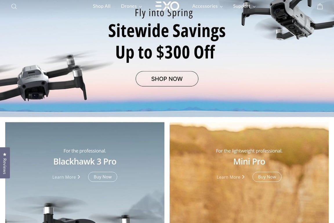 EXO Drones homepage