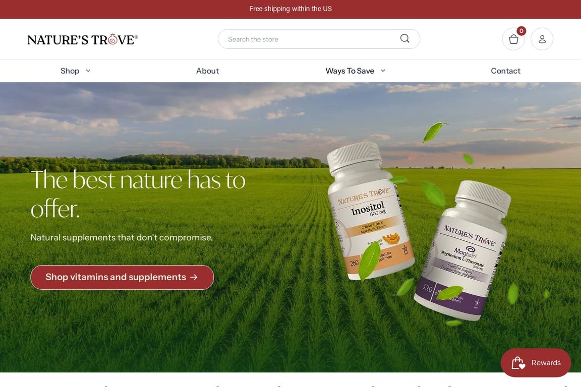Nature’s Trove homepage