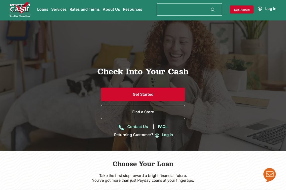 Check Into Cash homepage
