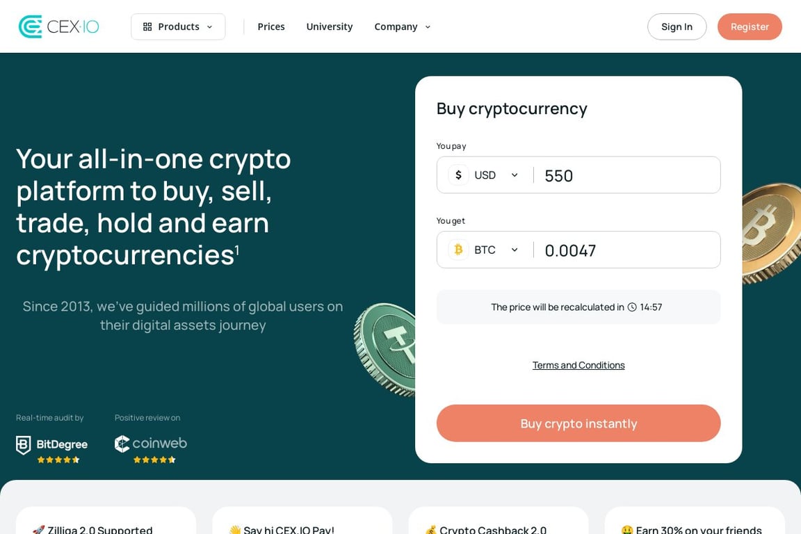 CEX.IO homepage
