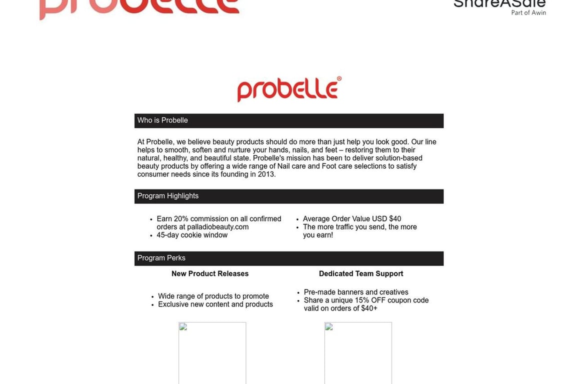 Probelle affiliate program signup page