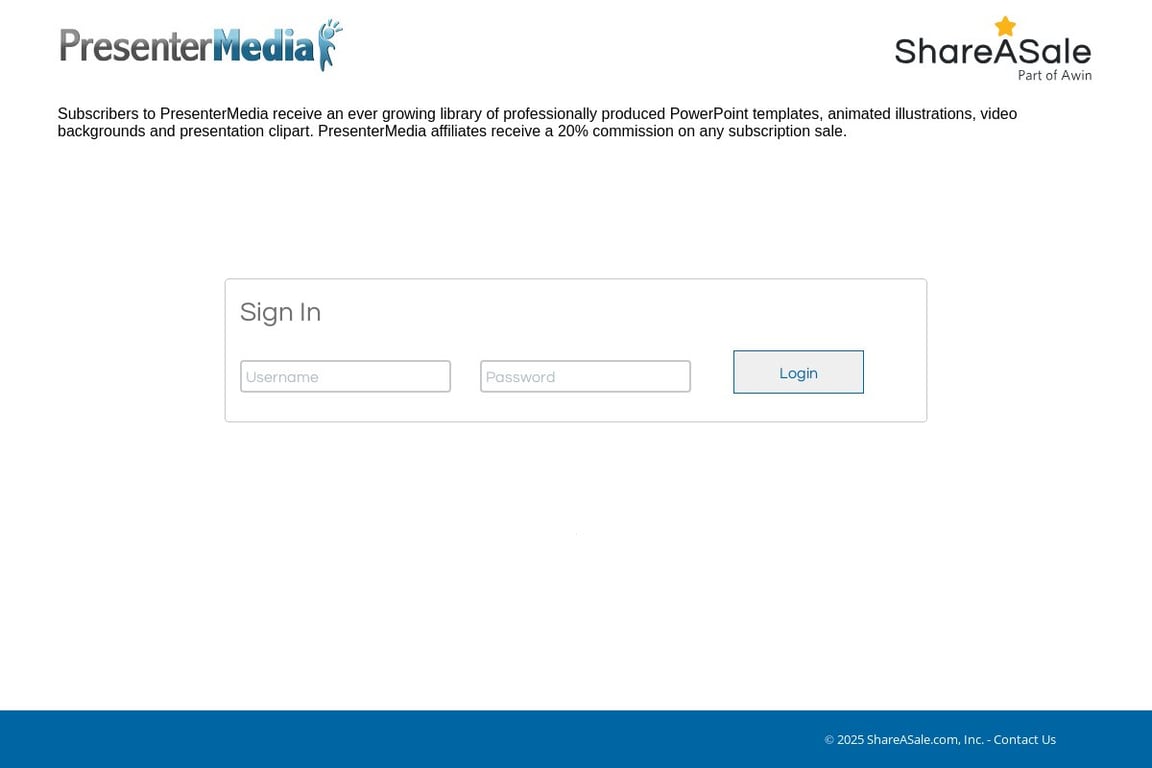 Presenter Media affiliate program signup page