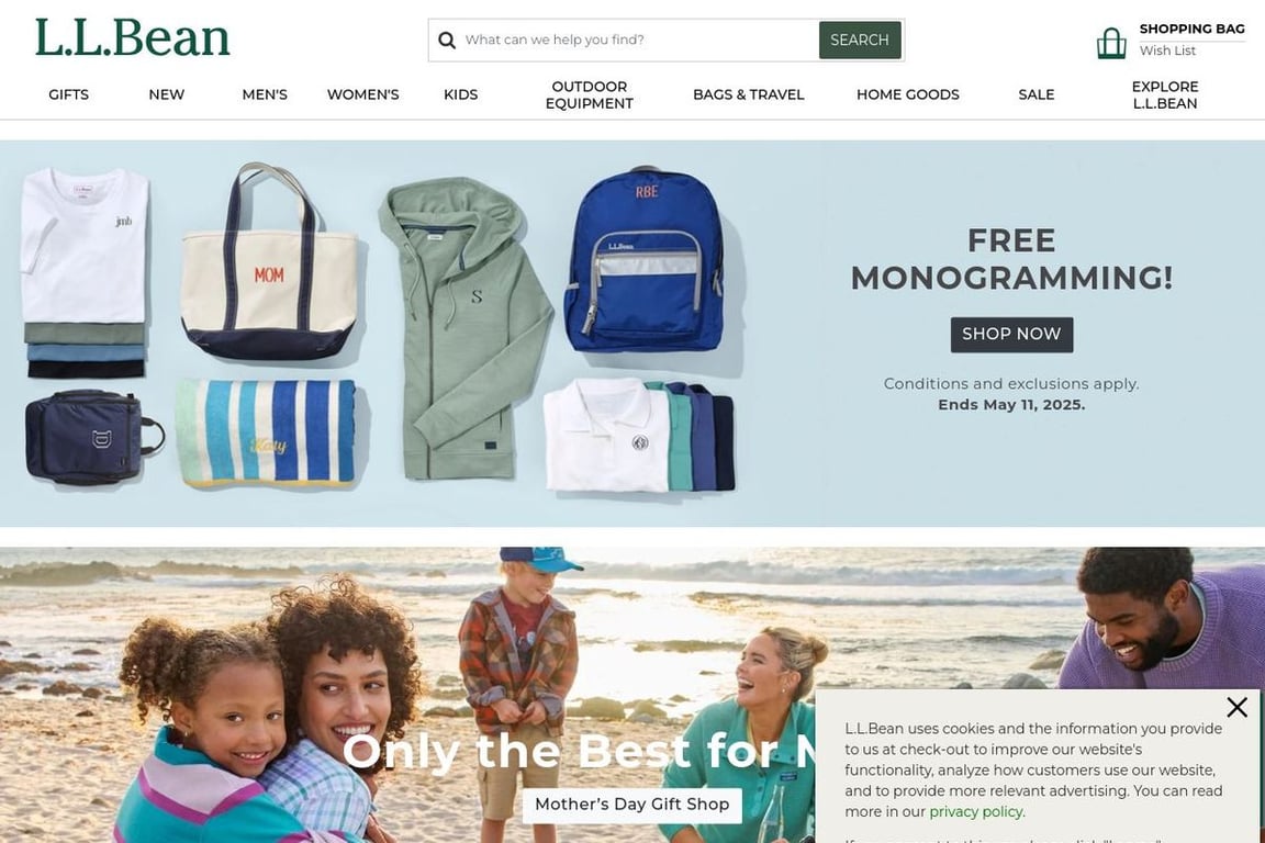 L.L. Bean homepage