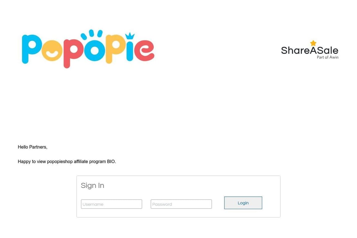Popopieshop affiliate program signup page