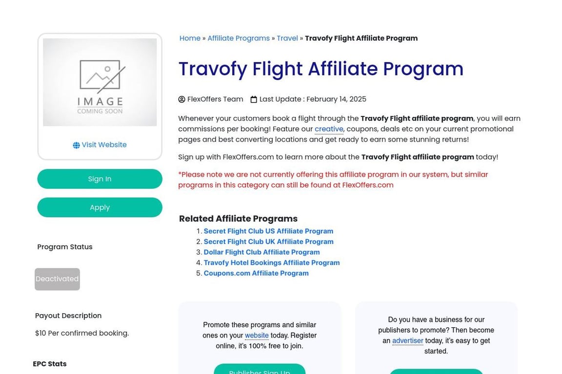 Travofy affiliate program signup page