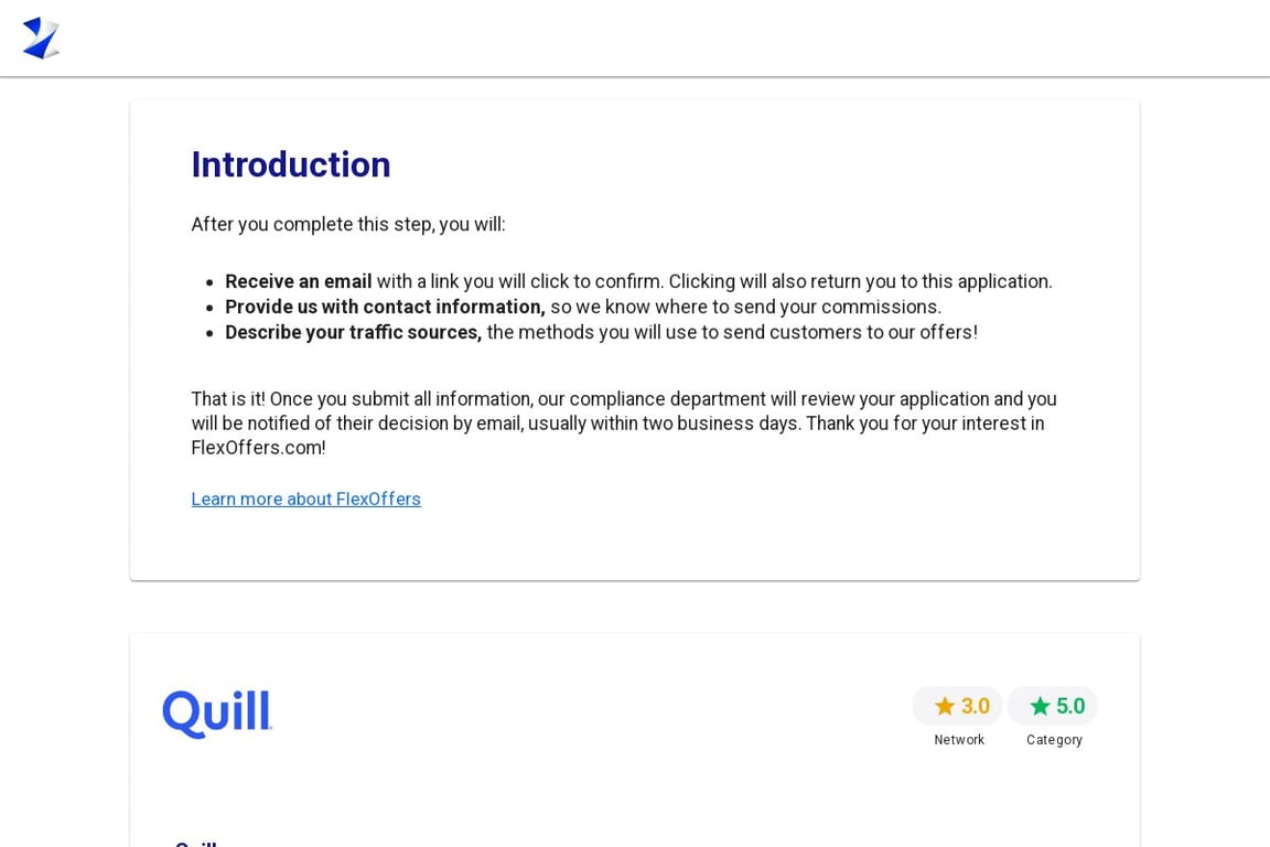 Quill affiliate program signup page