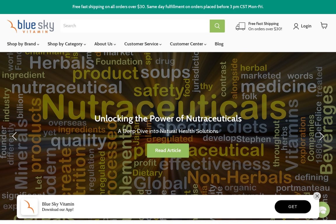 Blue Sky Vitamin homepage