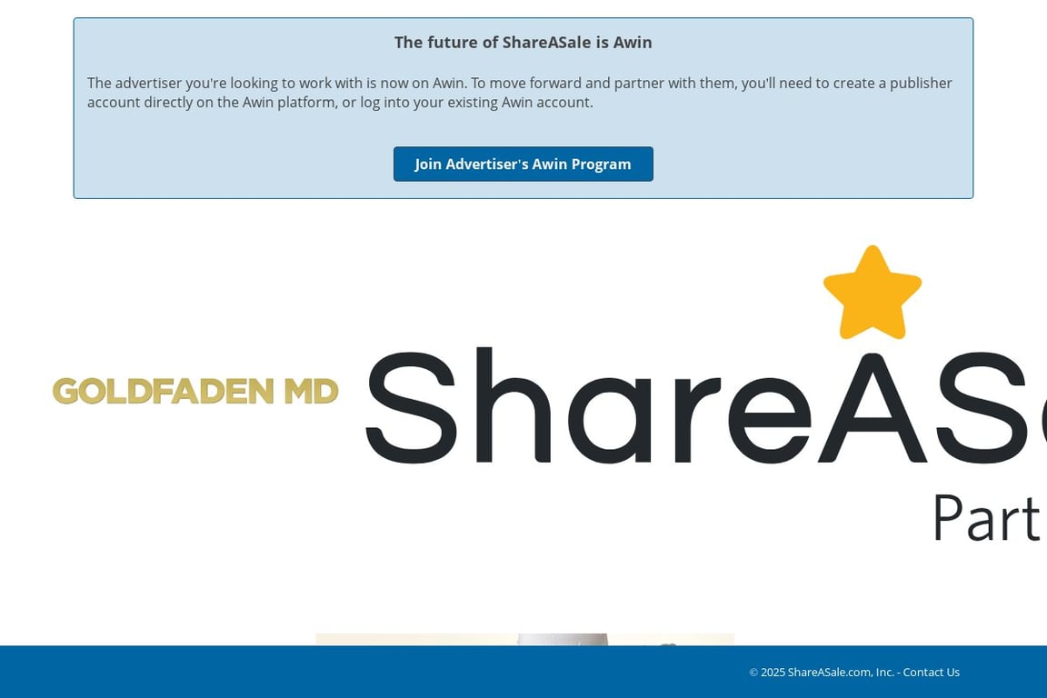 Goldfaden MD affiliate program signup page