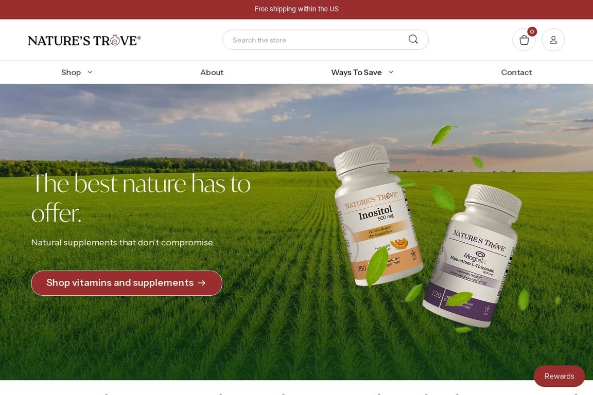Nature’s Trove homepage