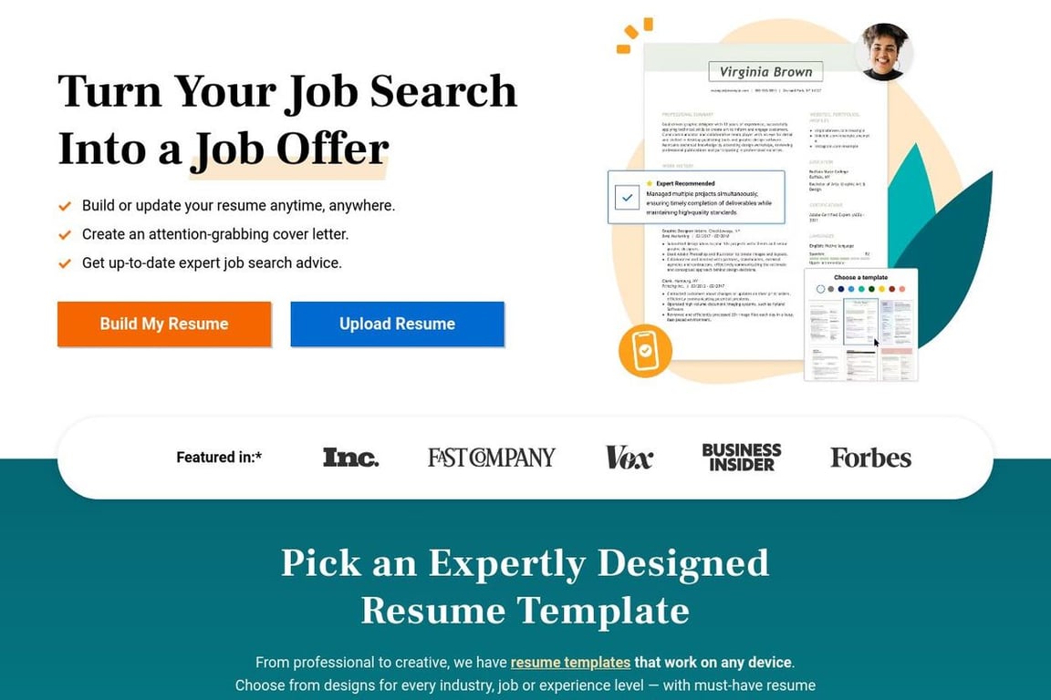 LiveCareer homepage