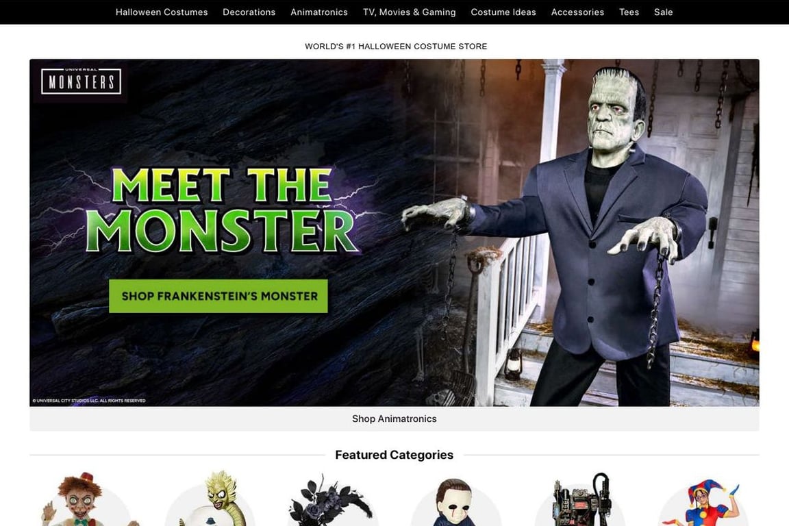 SpiritHalloween.com homepage