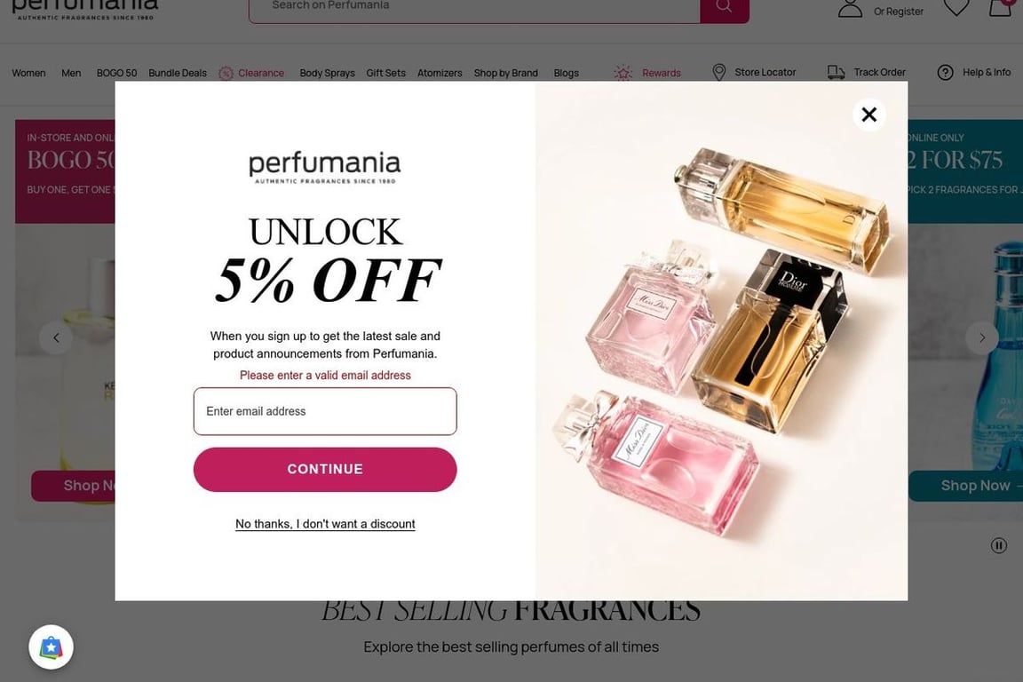 Perfumania homepage