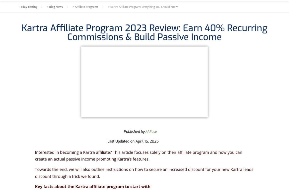 Karta affiliate program signup page
