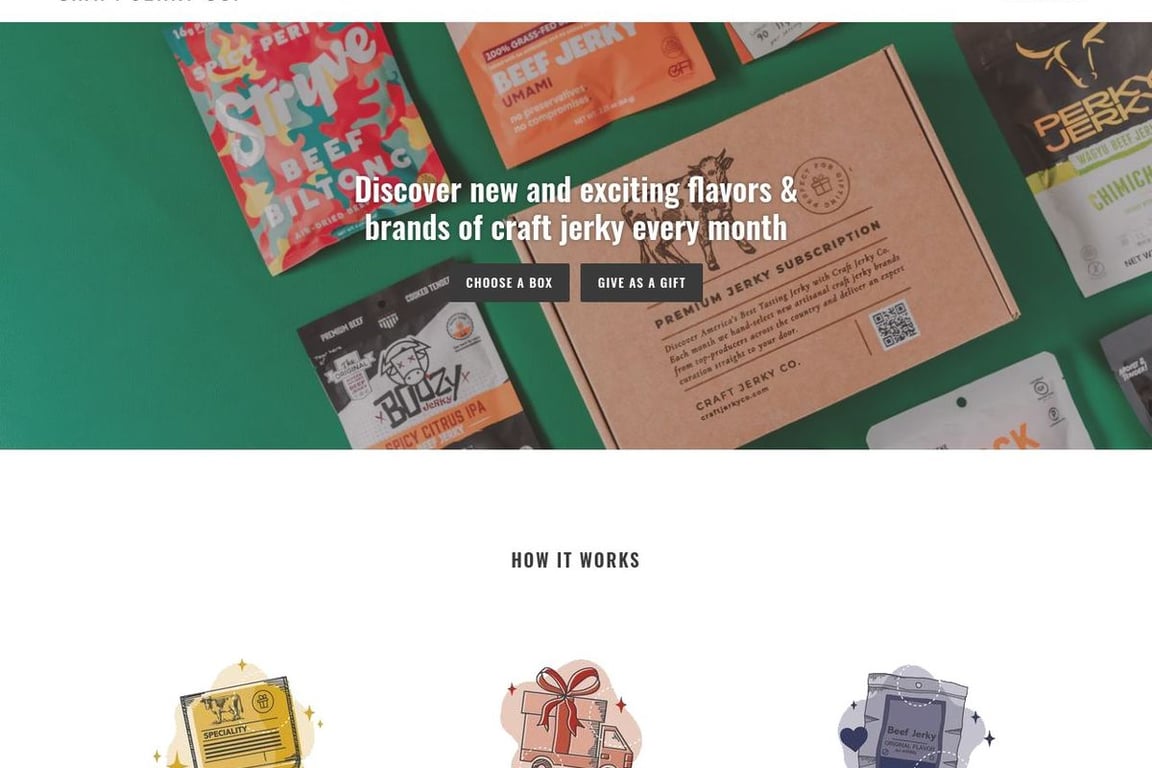 Craft Jerky Co homepage