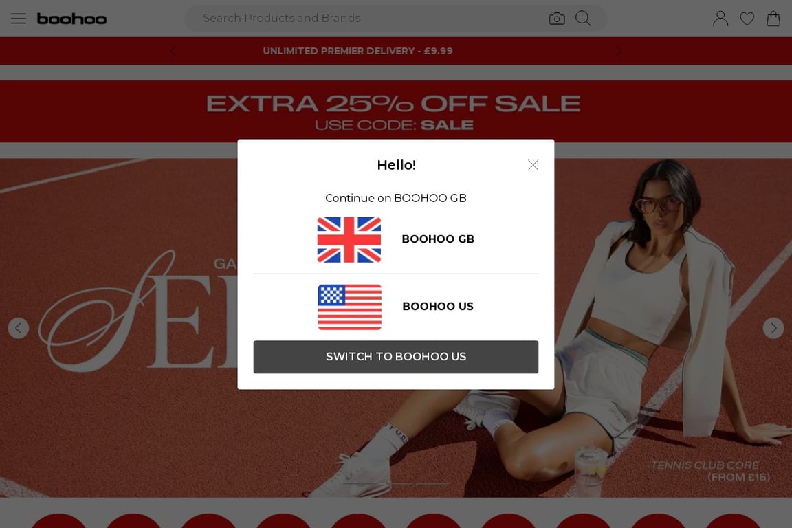 Boohoo homepage