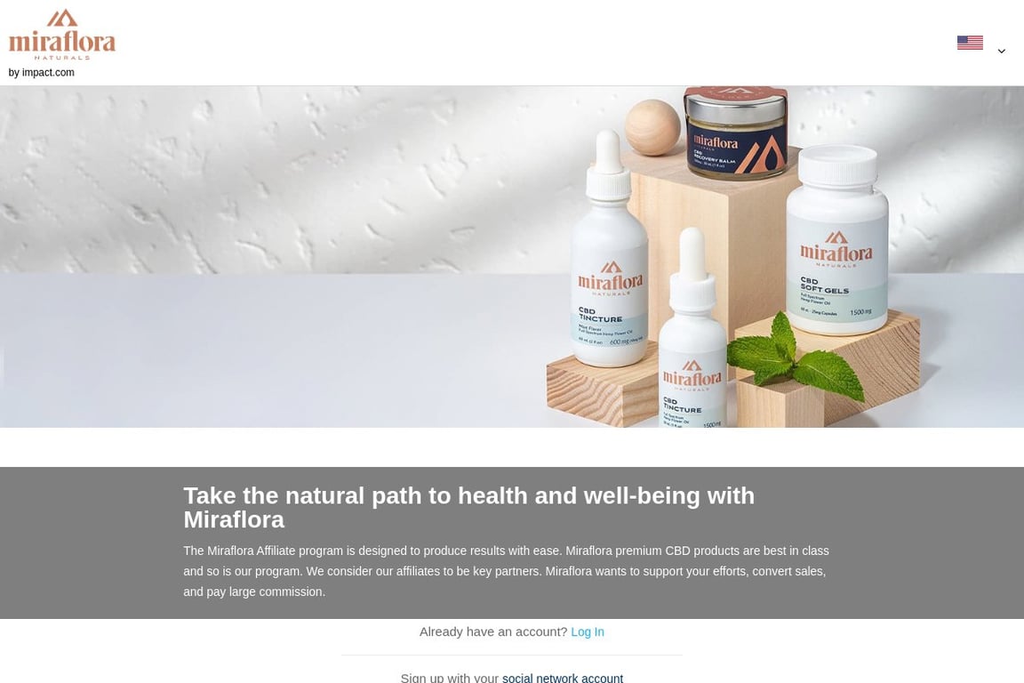 Miraflora Naturals affiliate program signup page