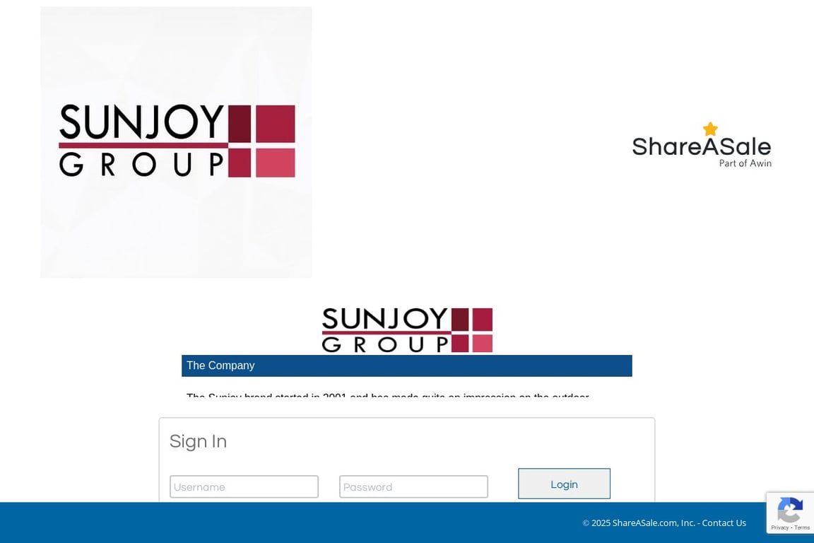 Sunjoy Group affiliate program signup page
