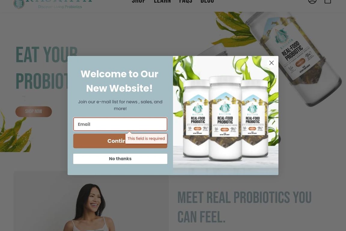 Kashaya Probiotics homepage