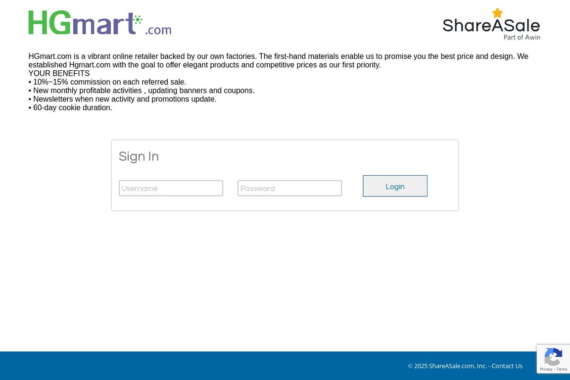 HGmart, Inc. affiliate program signup page