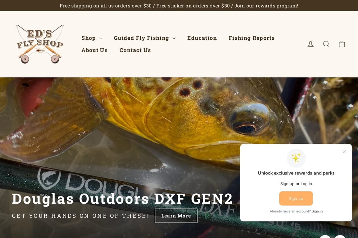 Ed’s Fly Shop homepage