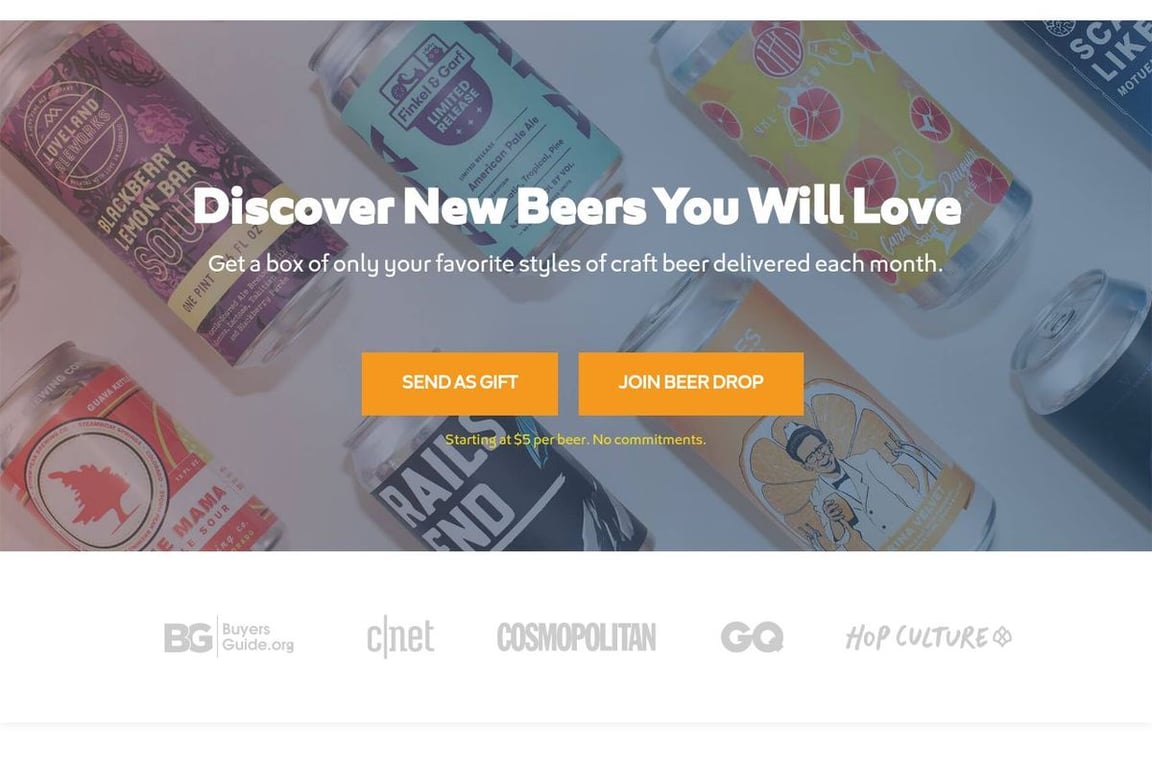 Beer Drop homepage