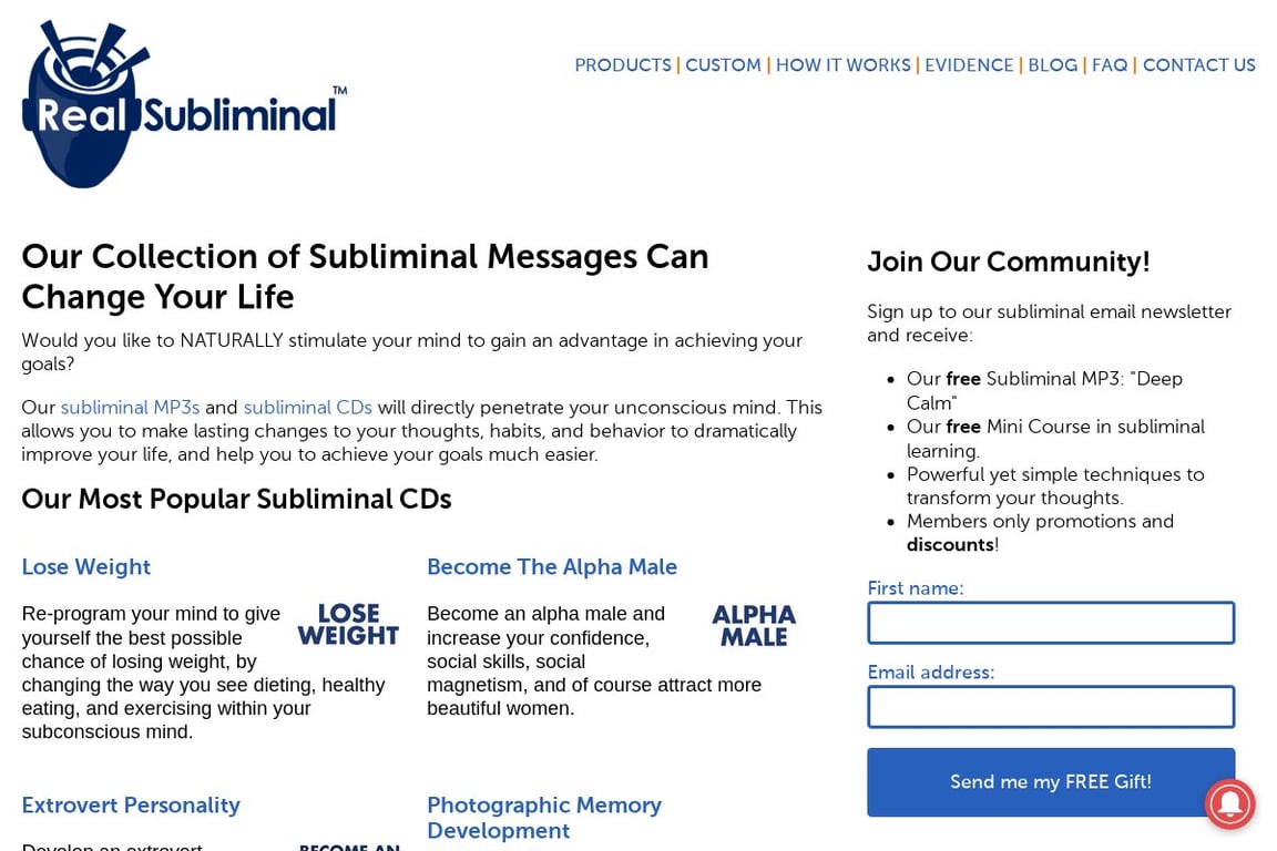 Real Subliminal homepage