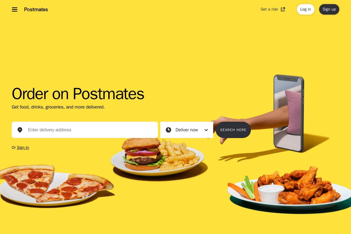 Postmates homepage