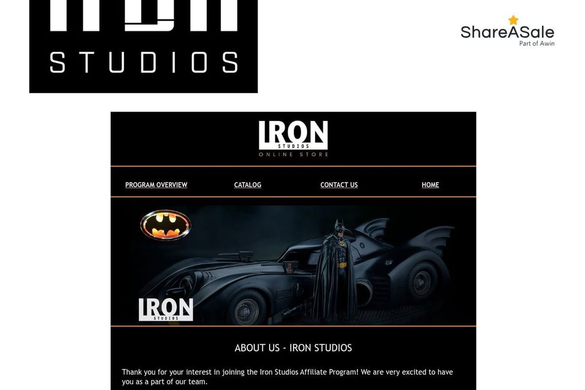 Iron Studios affiliate program signup page