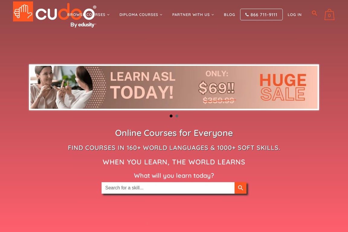 Cudoo homepage