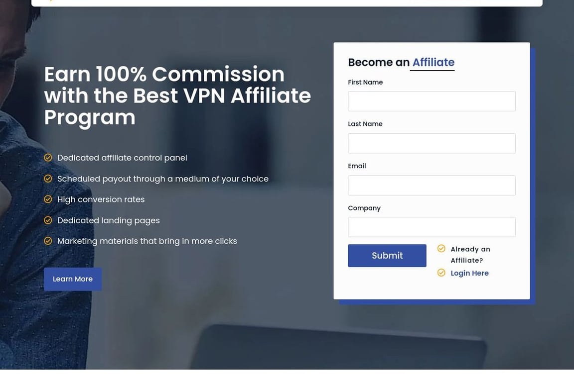 FastestVPN affiliate program signup page