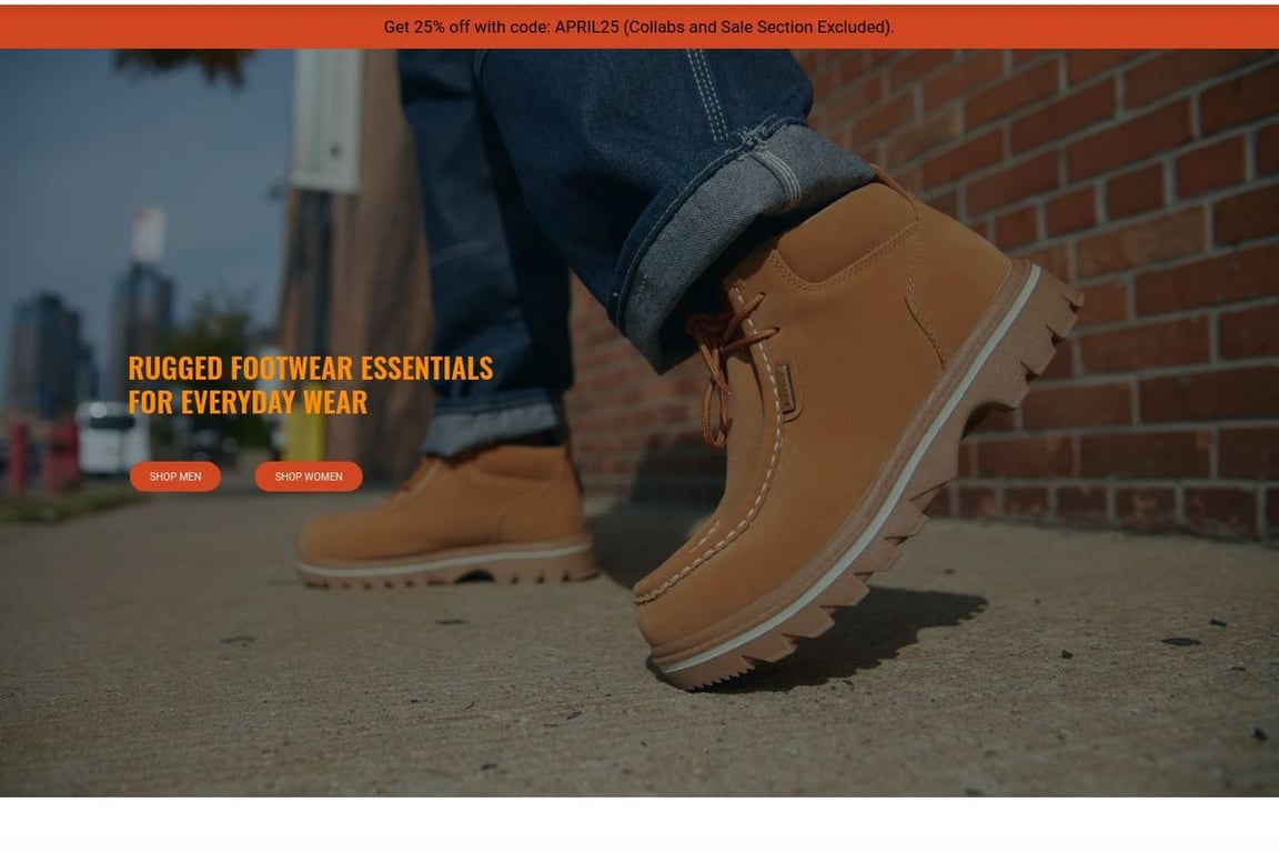 Lugz Footwear homepage