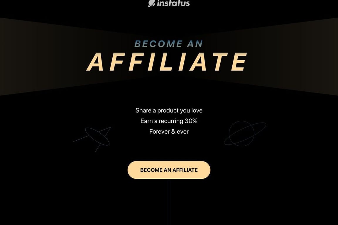 Instatus affiliate program signup page