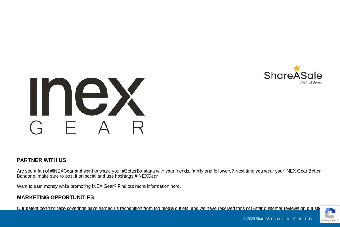 INEXGEAR affiliate program signup page