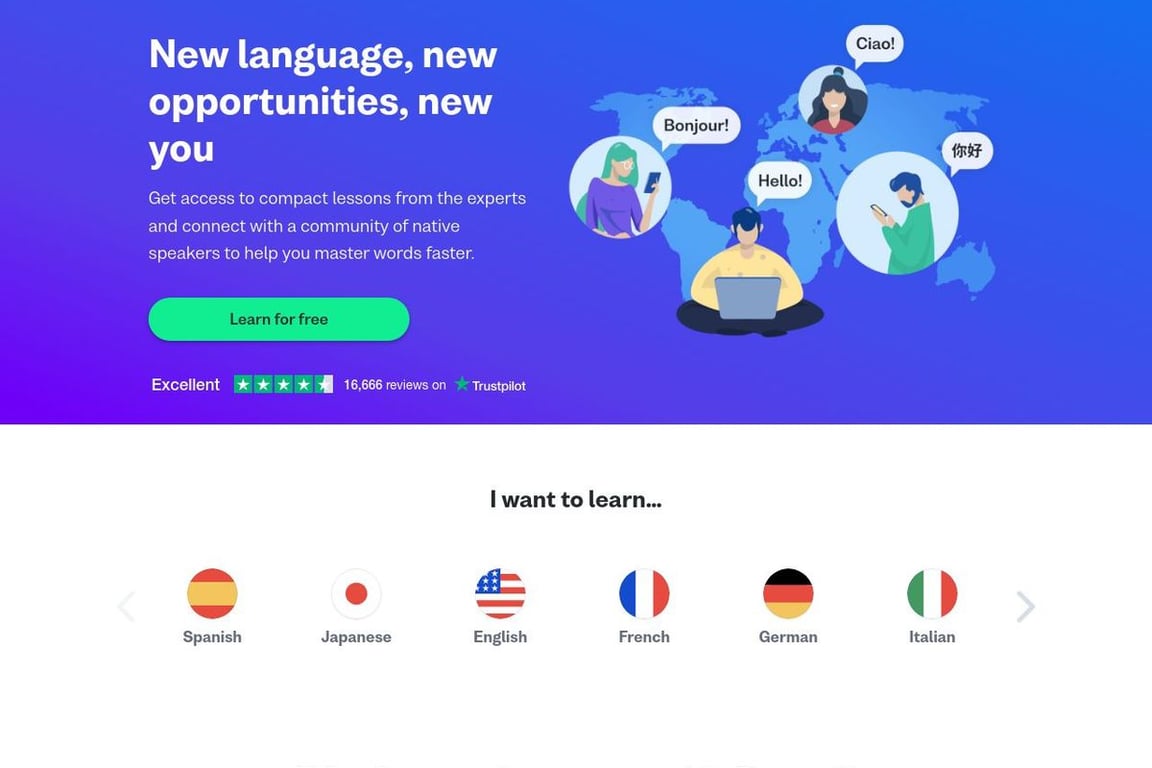Busuu homepage