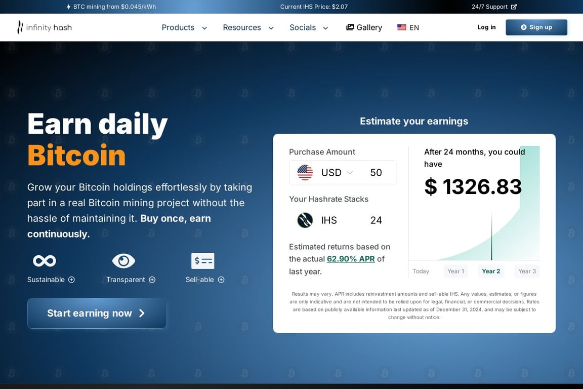 Infinity Hash homepage