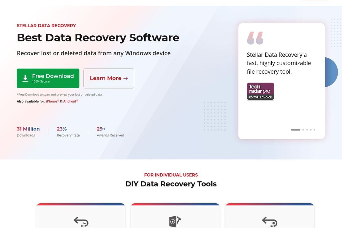 Stellar Data Recovery homepage