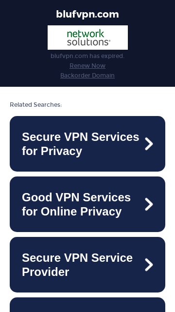 BlufVPN Global homepage