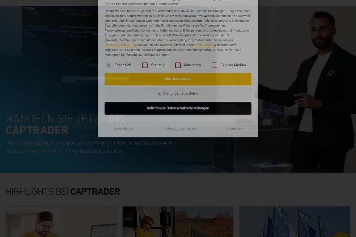 CapTrader homepage