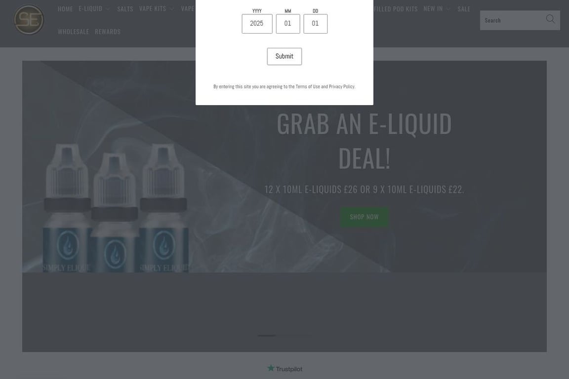 Simply E-liquid homepage
