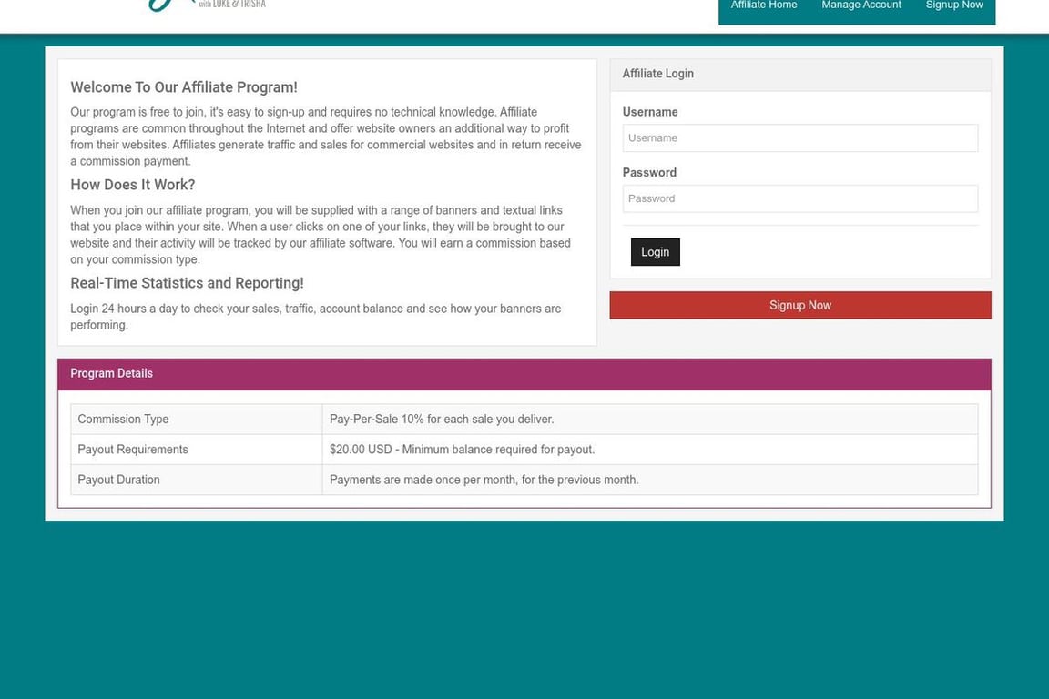 Intoxicated on Life affiliate program signup page