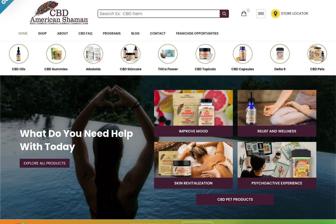 CBD American Shaman homepage