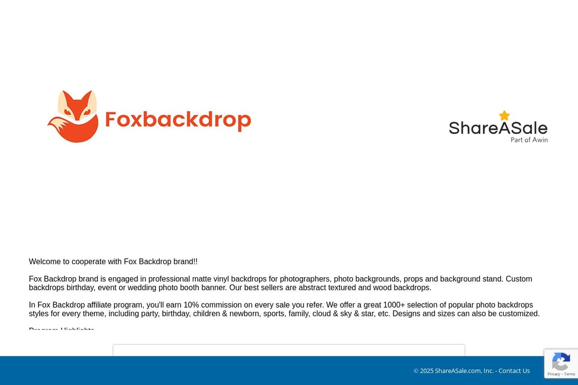 Foxbackdrop affiliate program signup page