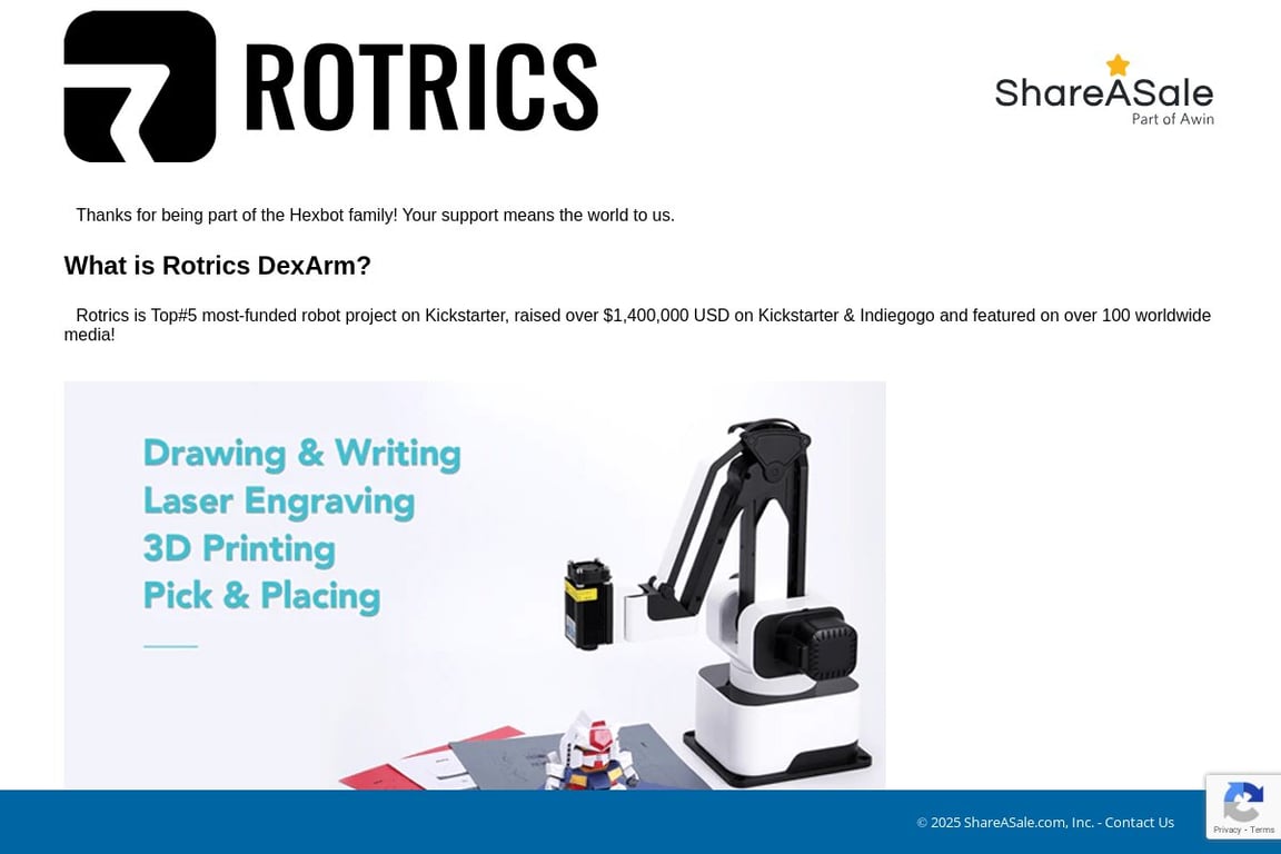 Rotrics Team affiliate program signup page