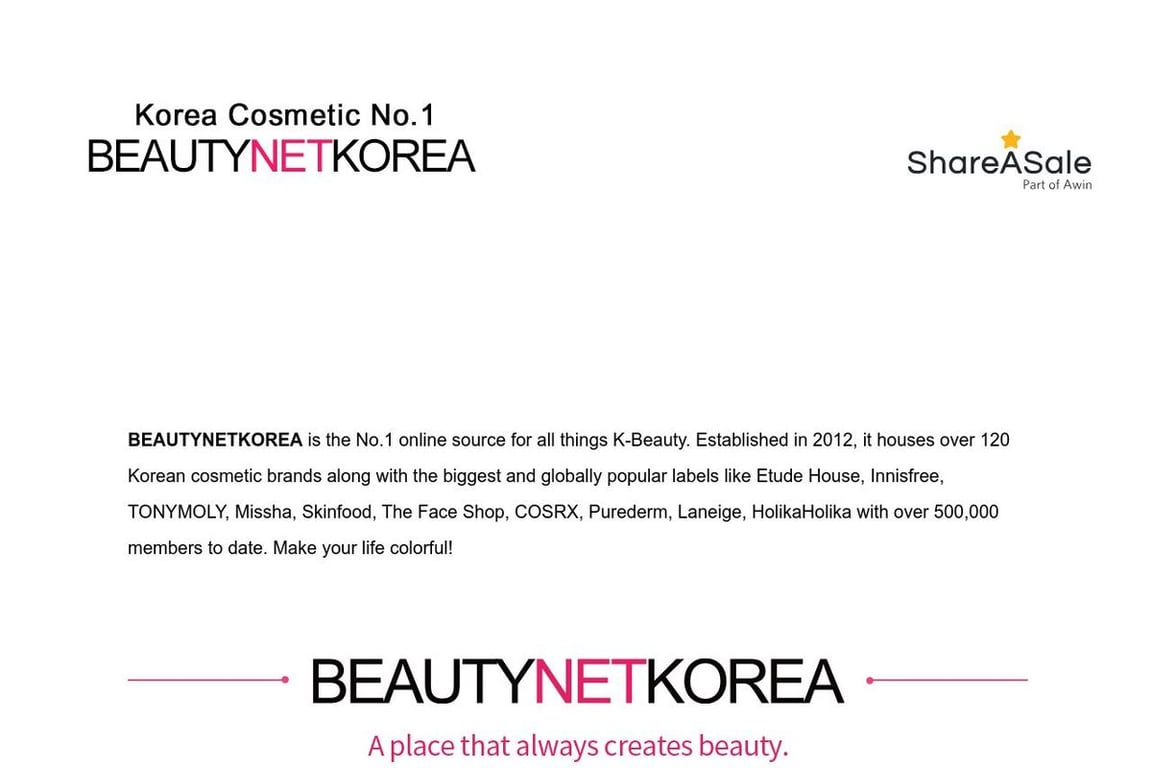 Beautynet Korea affiliate program signup page