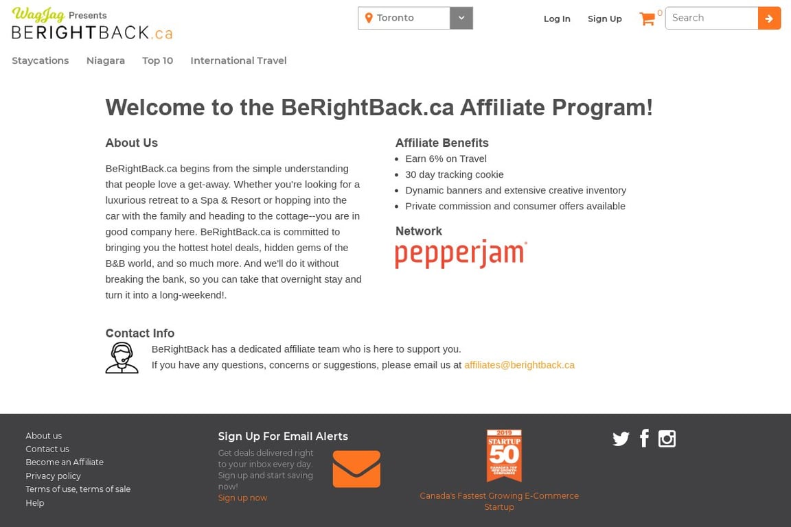 BeRightBack.ca affiliate program signup page