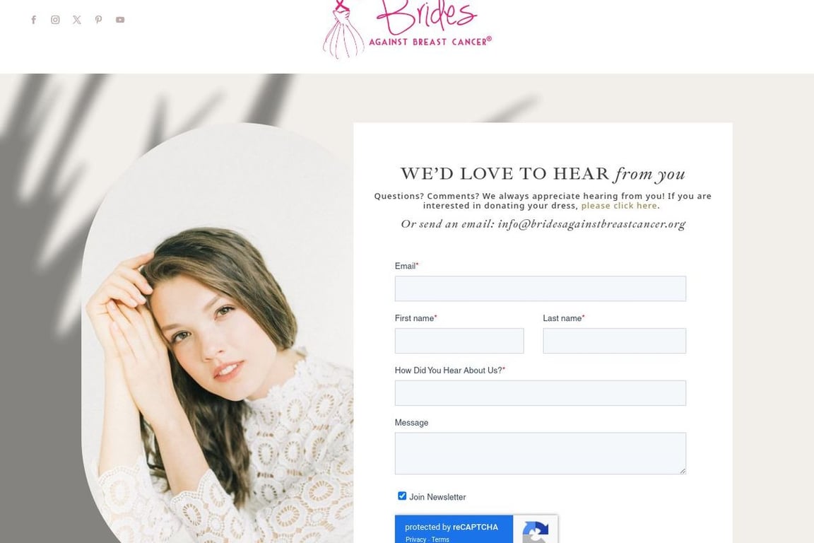 Brides Against Breast Cancer affiliate program signup page