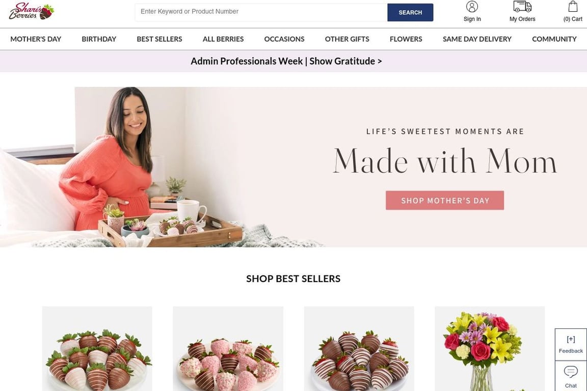 Shari’s Berries homepage