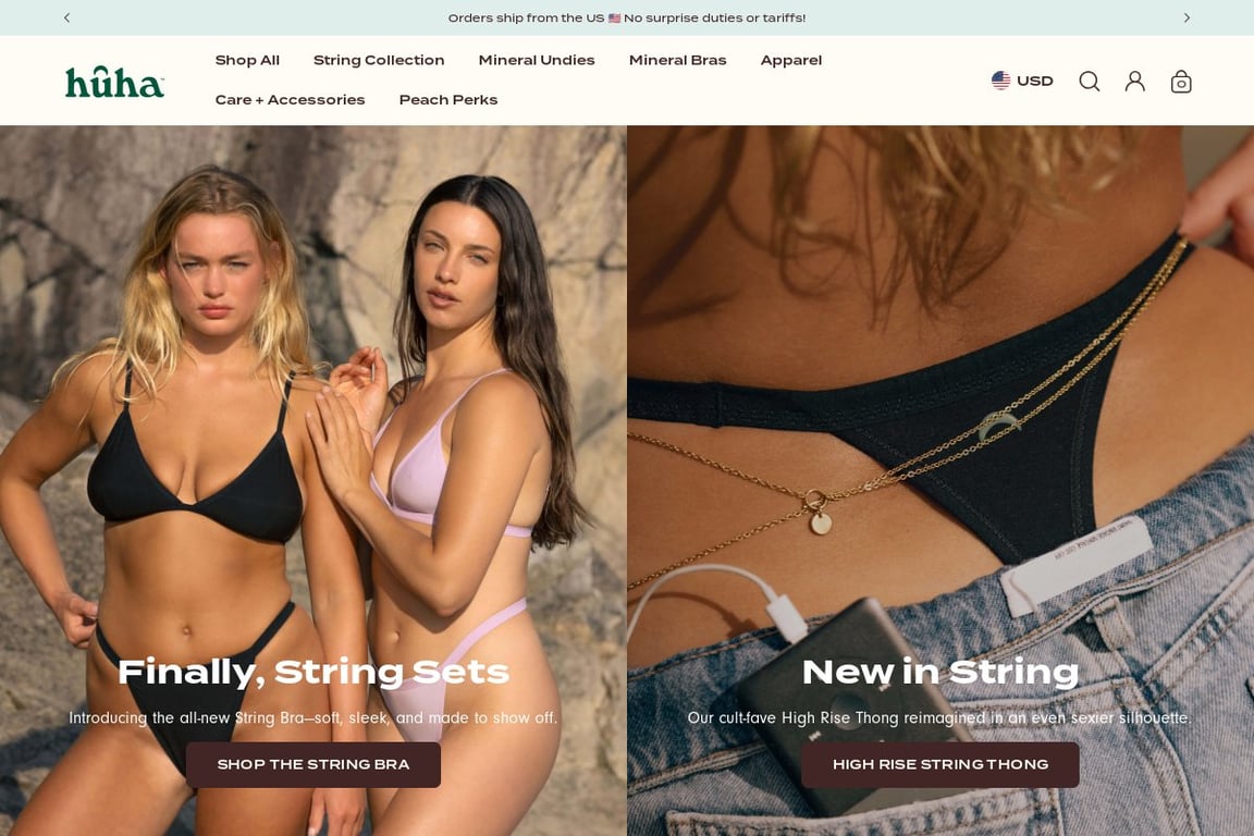 Huha Wear homepage