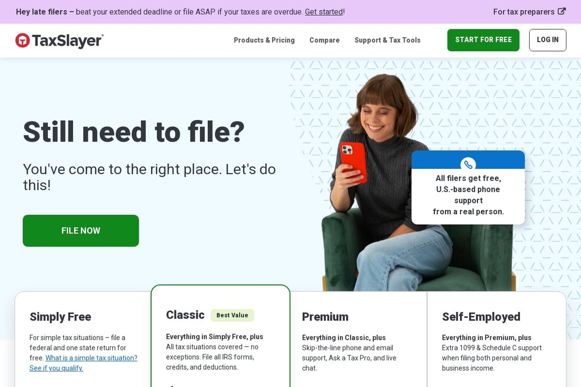 TaxSlayer homepage