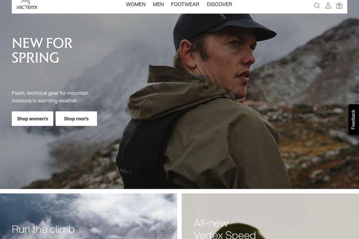 Arc’teryx homepage